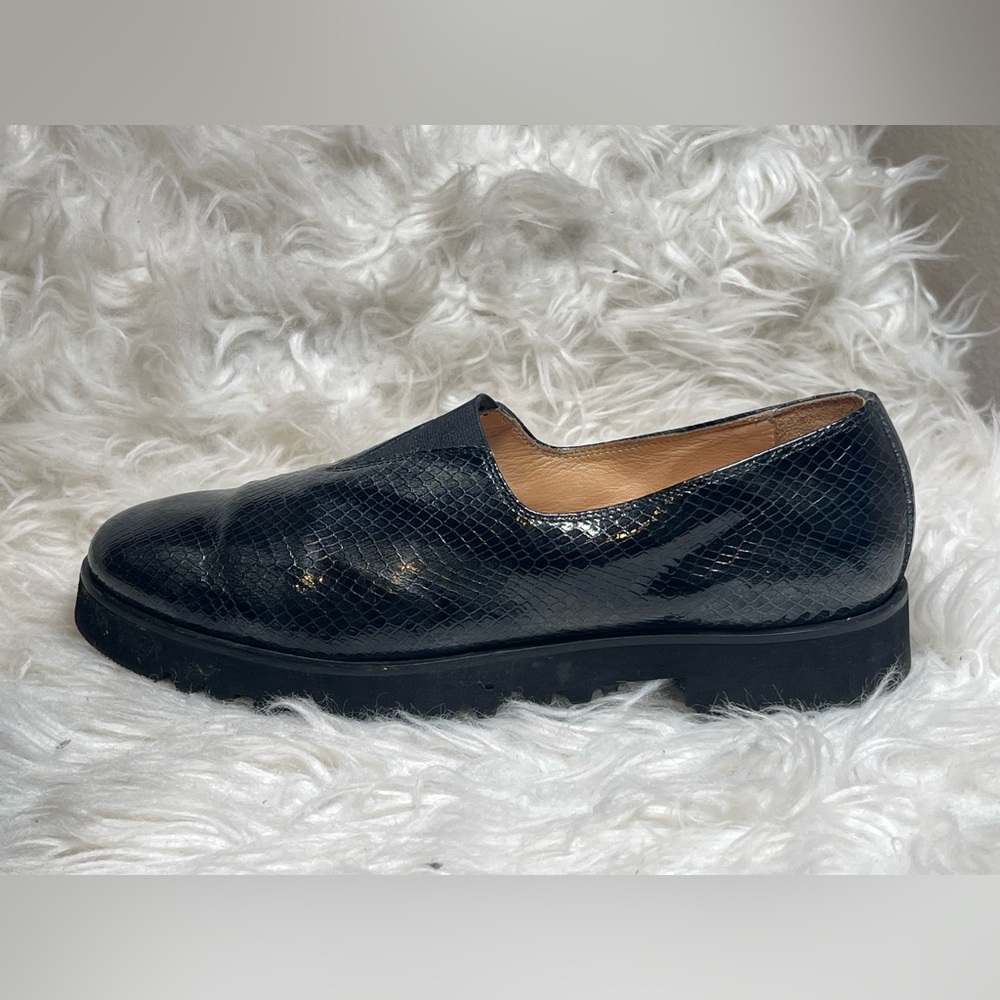 Ron White Rubie Women's Onyx Lizard Patent Leather Loafers - Size 9 US